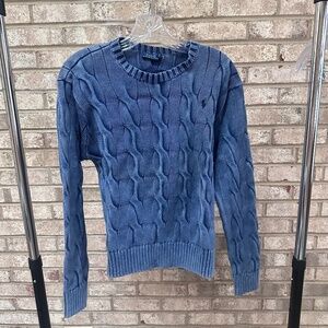 Polo Ralph Lauren Blue Cable Knit Crew Sweater - Women's Large